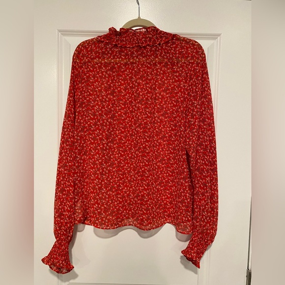 Gap long sleeve red blouse with floral pattern - Picture 2 of 4